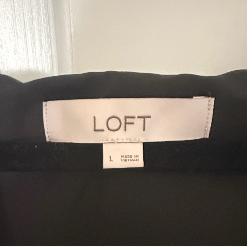 LOFT Black Midi Dress with Cream Floral Print - Picture 3 of 4
